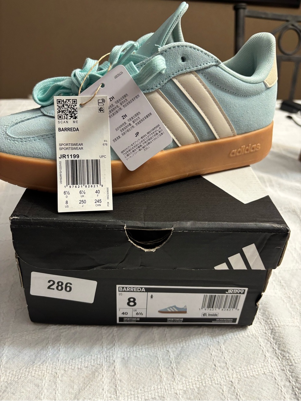 adidas Barreda Mint Green Suede Sneakers with Gum Sole